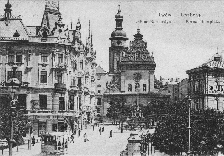 Lviv/Lwow/Lemberg, Bernardinski trg (razglednica iz leta 1896)