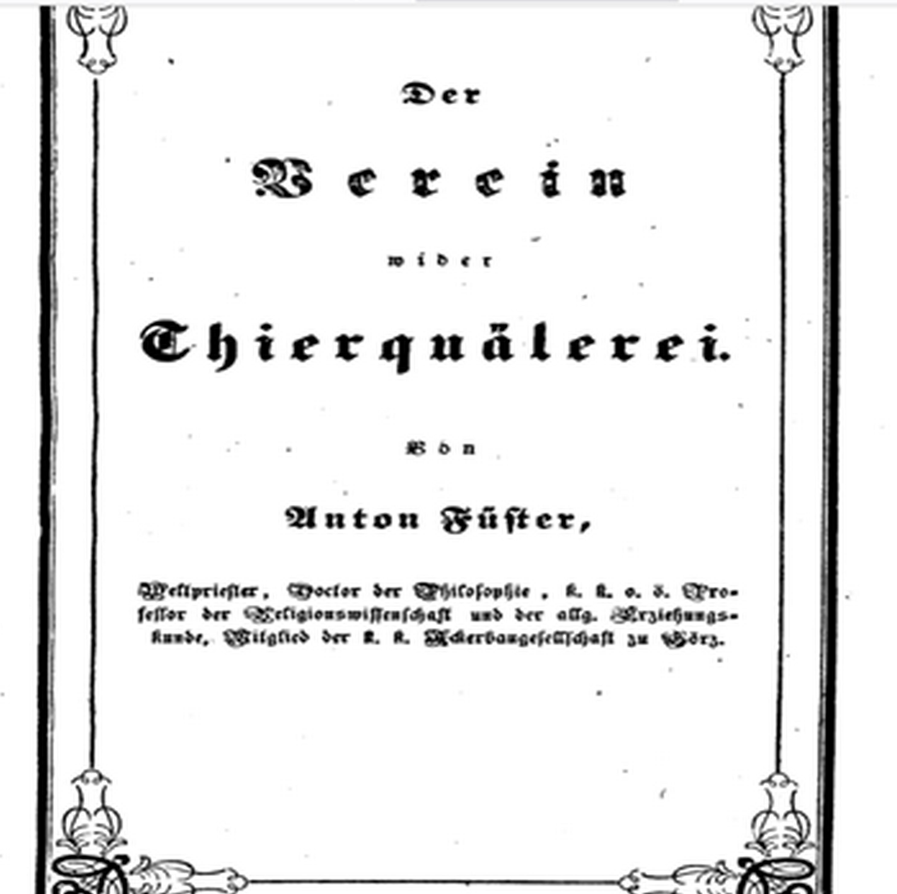 Anton Füster,  (Wien:
                        gedruckt bei den P. P. Mechitharisten, 1846), naslovnica