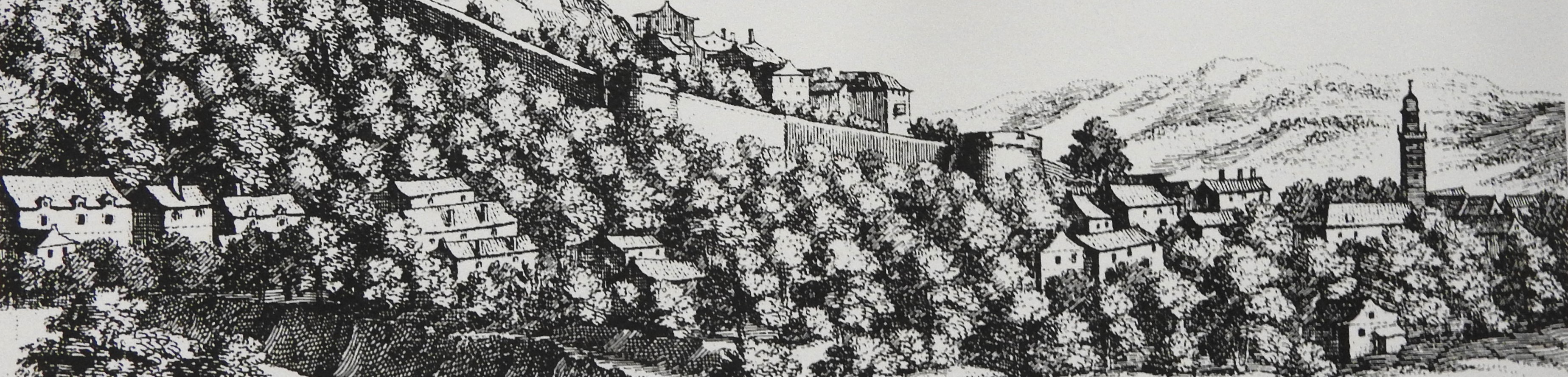 Slika 2: Strehe v Gorici, K. Merian, 1649–1650 (detajl po Pillon, , 128) 