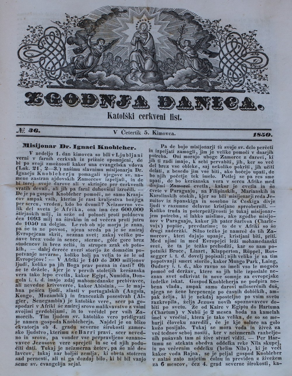 Mission Announcements from Central Africa by Ignacij Knoblehar in 