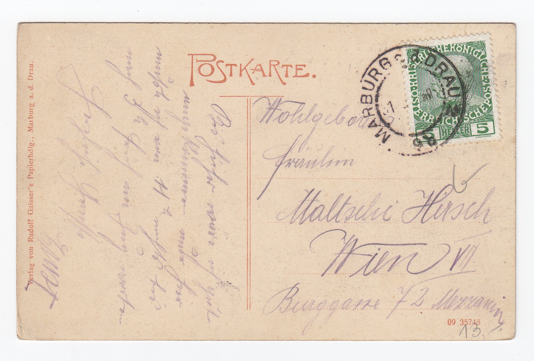Figure 3 and 4: , produced by , sent between 1808 and 1914 from Maribor/Marburg to Vienna. 