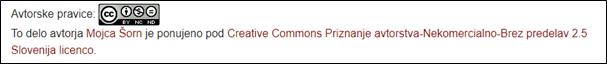 Slika 3: Licenca Creative Commons 2.5 na spletnem portalu
SIstory