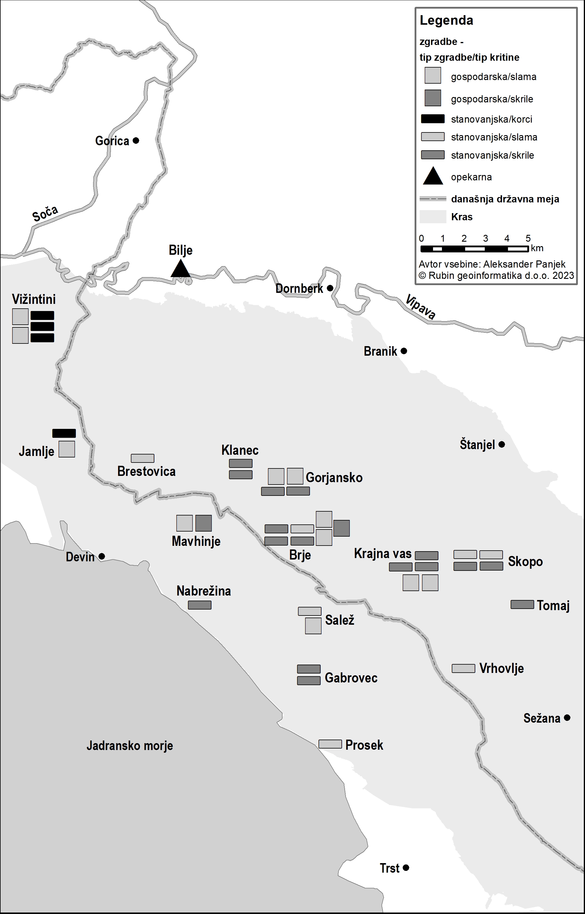 Slika 4: Prevlada slame: razširjenost vrst kritin na stanovanjskih in
                        gospodarskih poslopjih (1748–1756)
