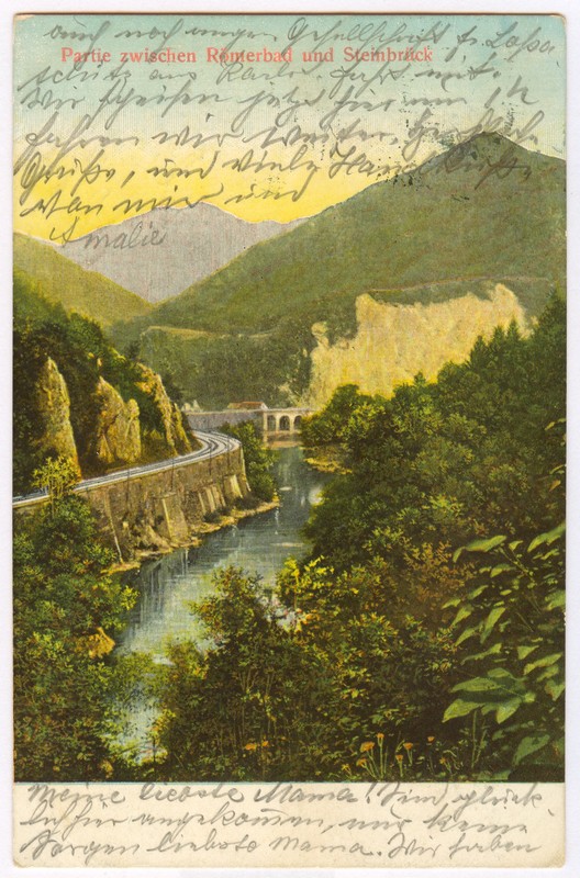 Slika 1: Železniška proga med Rimskimi Toplicami in
                        Zidanim Mostom