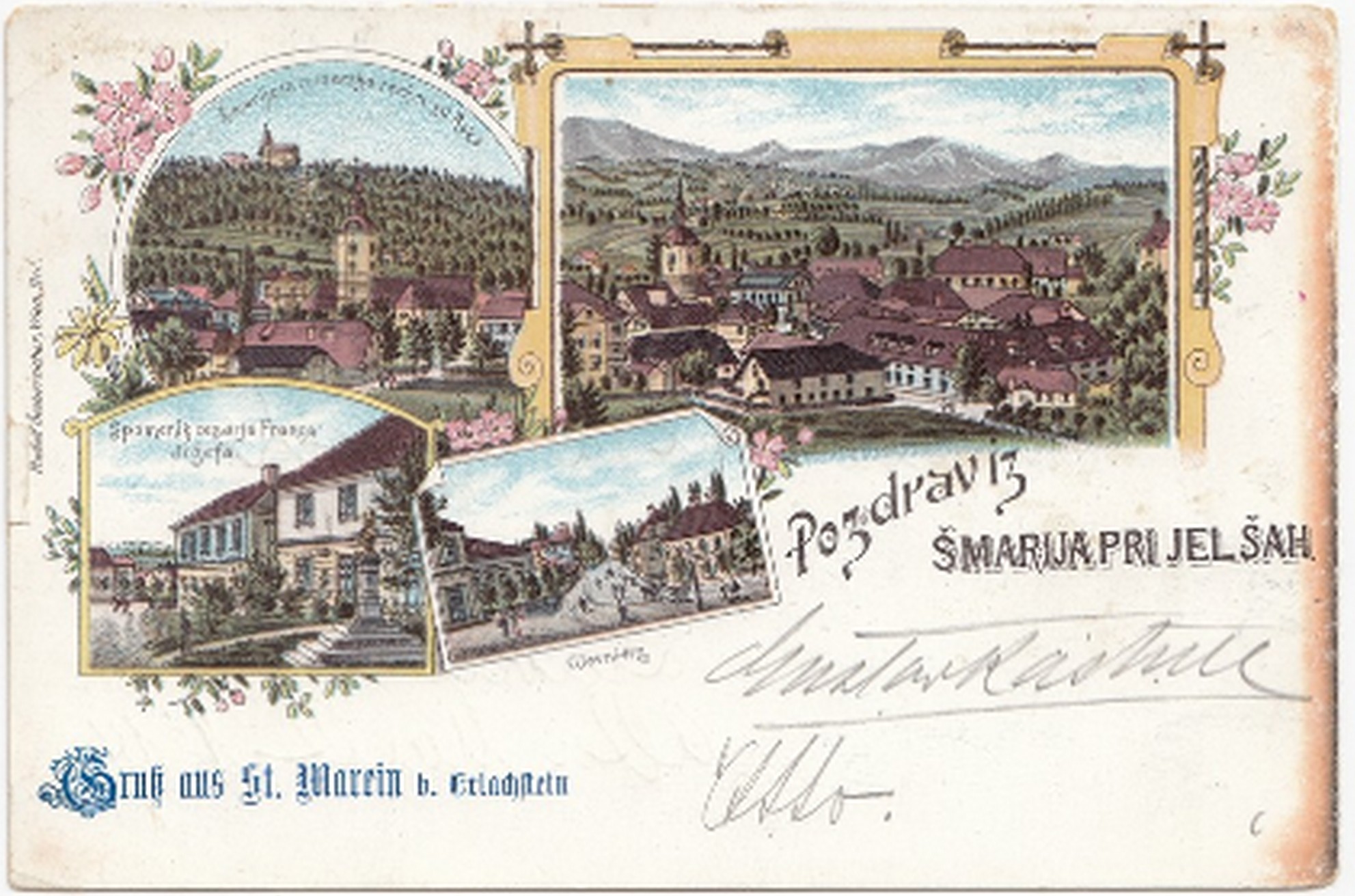 Slika 3: Pozdrav iz Šmarija pri Jelšah. Gruß aus St. Marein b.
                    Erlachstein